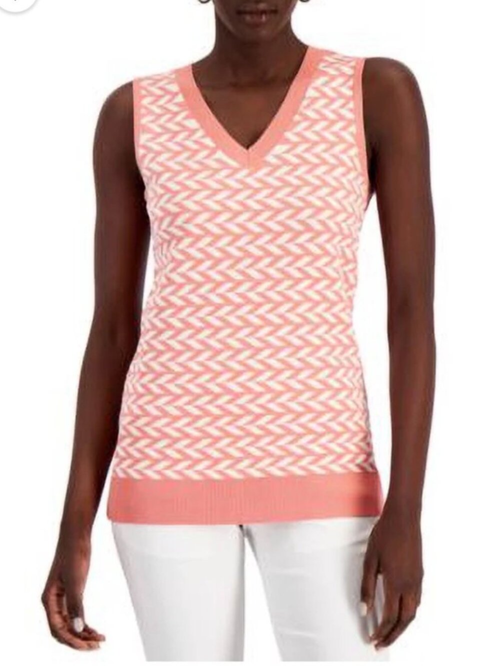 🧡3/$15 NWOT ALFANI Herringbone Sweater Vest Herringbone Calla Lily Women's M